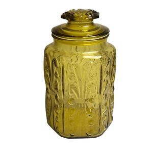 Federal Glass Country Kitchen Show Off Jar Sun Gold 1979